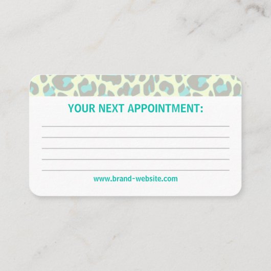 イエローティール（緑がかった色）ヒョウ柄かわいいロカビリー 名刺 (裏面)