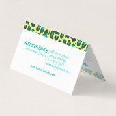 イエローティール（緑がかった色）ヒョウ柄かわいいロカビリー 名刺 (裏面)