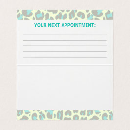 イエローティール（緑がかった色）ヒョウ柄かわいいロカビリー 名刺