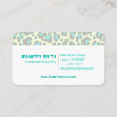 イエローティール(緑がかった色)レオパードプリントロカビリーパターンキュート 名刺 (裏面)