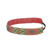 イエローティール(緑がかった色)&レッド抽象芸術プリントエスニックジオメトリック アスレチックヘッドバンド (右)