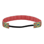 イエローティール(緑がかった色)&レッド抽象芸術プリントエスニックジオメトリック アスレチックヘッドバンド (裏面)