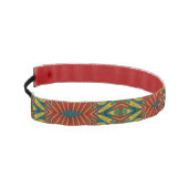 イエローティール(緑がかった色)&レッド抽象芸術プリントエスニックジオメトリック アスレチックヘッドバンド (左)