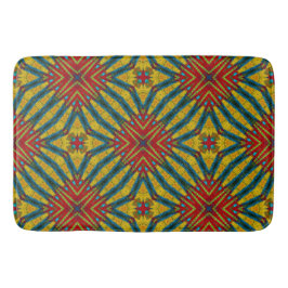 イエローティール（緑がかった色）&レッド抽象芸術プリントエスニックジオメトリック バスマット