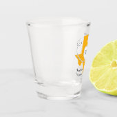 イエローテキサス州カーリング結婚リボンの日付 ショットグラス (左)