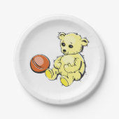 イエローテディベア ペーパープレート (正面)