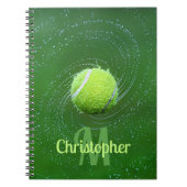 イエローテニスボーパーソナライズされたル ノートブック (正面)
