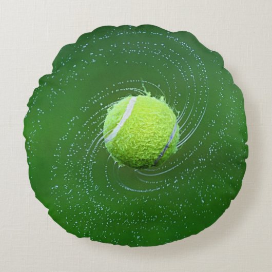 イエローテニスボーパーソナライズされたル ラウンドクッション (正面)