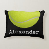 イエローテニスボールスポーツチームパーソナライズされたブラック アクセントクッション (裏面)