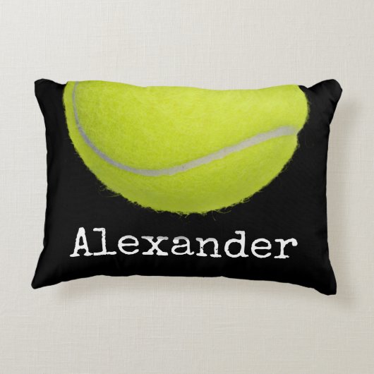 イエローテニスボールスポーツチームパーソナライズされたブラック アクセントクッション (裏面)