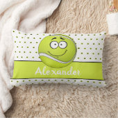 イエローテニスボールモノグラム名 ランバークッション (ブランケット)