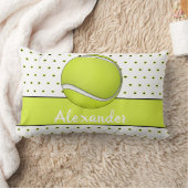 イエローテニスボールモノグラム名 ランバークッション (ブランケット)