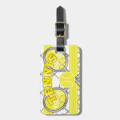 イエローテニス🎾ラケットとボール ラゲッジタグ (正面縦)