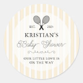イエローテニ名門私立校風のステーマシックなベビーシャワー ラウンドシール (正面)