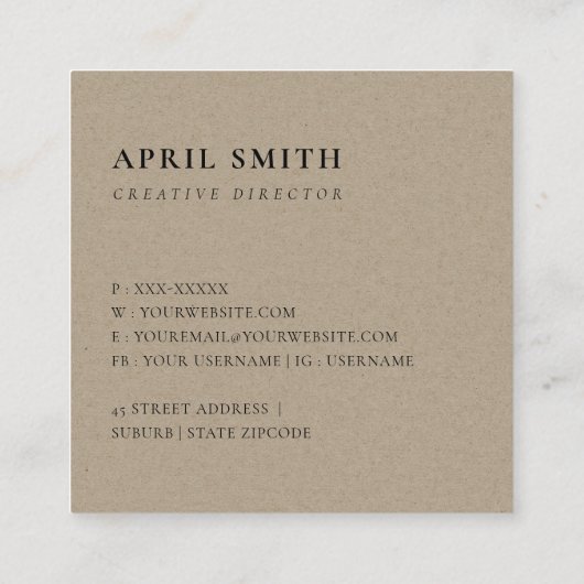 イエローテラコッタモダン素朴抽象芸術芸術的 スクエア名刺 (裏面)