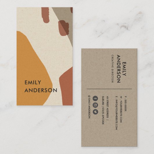 イエローテラコッタモダン素朴抽象芸術芸術的 名刺 (正面/裏面)