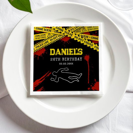 イエローテープと血で殺された謎のパーティー スタンダードカクテルナプキン