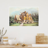 イエローデアレビクトリアンッドスタイルホーム ポスター (キッチン)