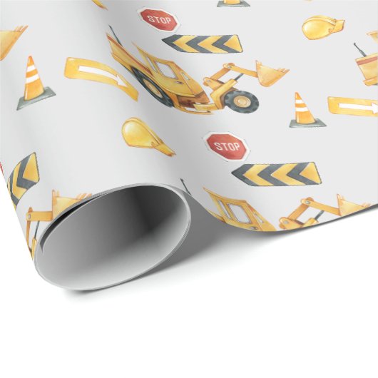 イエローディガー建築をテーマにした可愛い子供 ラッピングペーパー (ロールコーナー)