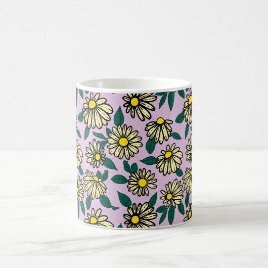 イエローディシーの花柄 コーヒーマグカップ (中央)