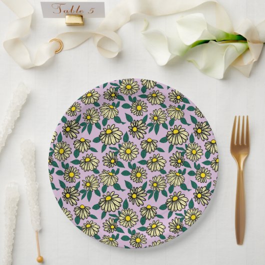 イエローディシーの花柄 ペーパープレート (ウェディング)