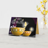 イエローディワリランプの挨拶 カード (黄色い花)