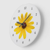 イエローデイジーかわいい植物園グレー ラージ壁時計 (傾斜)
