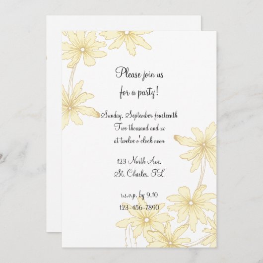 イエローデイジーすべての行事パーティの招待状 招待状 (正面/裏面)