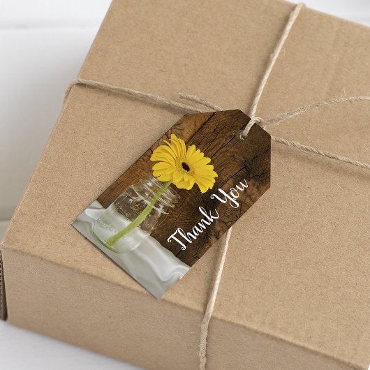 イエローデイジーインメイスンジャーブン結婚式の引き出物ラベル ギフトタグ