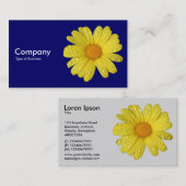 イエローデイジーイン雨 – 深い海軍 名刺 (正面/裏面)