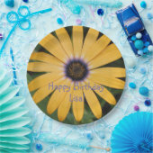 イエローデイジーハッピーバースデー ペーパープレート (パーティー)