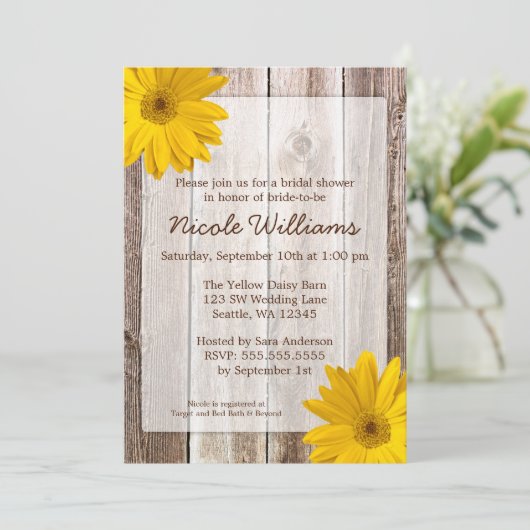 イエローデイジーバ素朴ーンウッドブライダルシャワー 招待状 (スタンド正面)