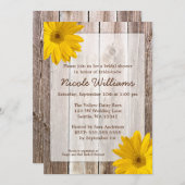 イエローデイジーバ素朴ーンウッドブライダルシャワー 招待状 (正面/裏面)