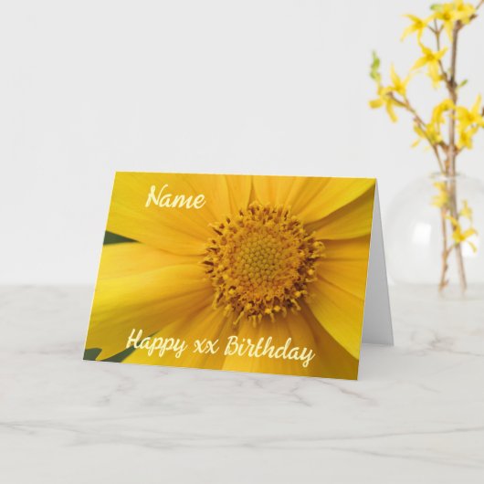 イエローデイジーフラワー花びらパーソナライズされた誕生日 カード (黄色い花)