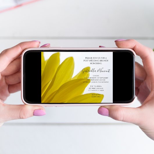 イエローデイジーフラワー花びら結婚ズポストブランチ 招待状