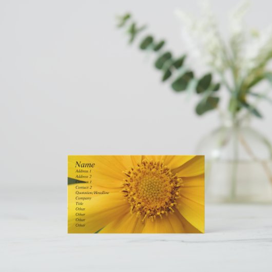 イエローデイジーフラワー花びら 名刺 (スタンド正面)