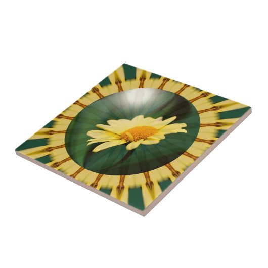 イエローデイジーフローラ抽象芸術アートタイル タイル (側面)