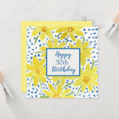 イエローデイジーブーケカスタムー誕生日 カード (正面/裏面インサイチュ)