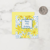 イエローデイジーブーケブルードットカスタム誕生日なし ノートカード (正面/裏面インサイチュ)
