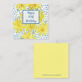 イエローデイジーブーケブルードットカスタム誕生日なし ノートカード (正面/裏面)