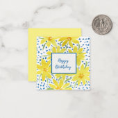 イエローデイジーブーケブルードット誕生日ノート  ノートカード (正面/裏面インサイチュ)