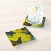 イエローデイジーヘレニウム ガラスコースター (アングル)