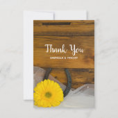 イエローデイジーホースシューウェスタン結婚ズサンキュー サンキューカード (正面)