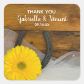 イエローデイジーホースシューウェスタン結婚ズサンキュー スクエアシール (正面)