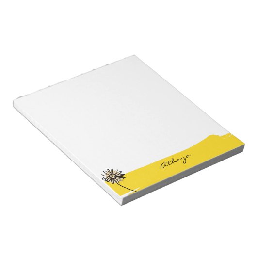 イエローデイジーラインアートカスタム文字 ノートパッド (アングル)