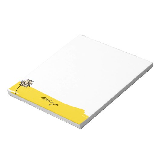 イエローデイジーラインアートカスタム文字 ノートパッド (回転)