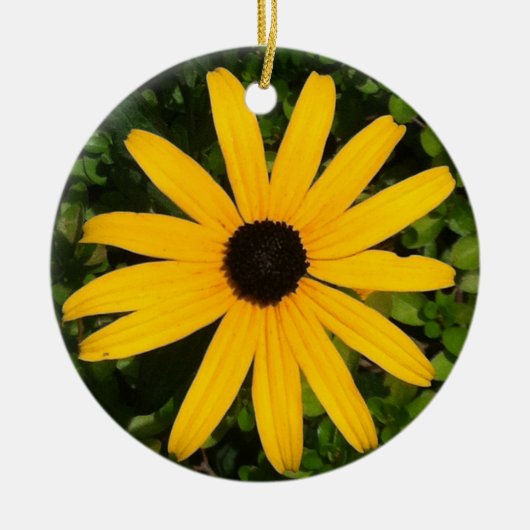イエローデイジーワイルドフラワー撮影 セラミックオーナメント (正面)