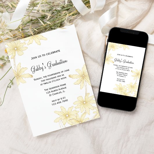 イエローデイジー卒業パーティー招待状 招待状