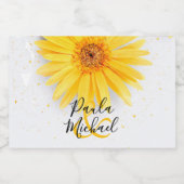 イエローデイジー結婚ズお祝いミニ スパークリングワインラベル (シングルラベル)