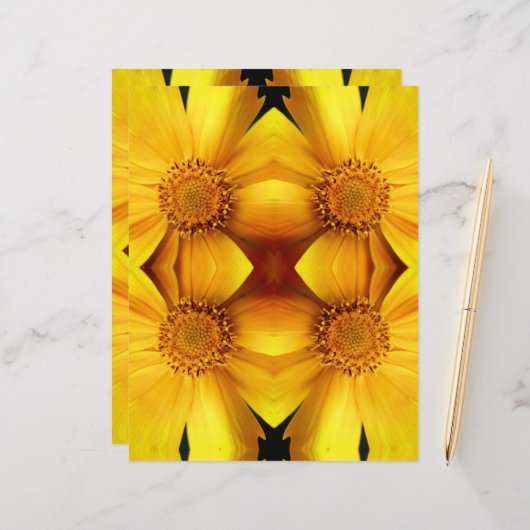 イエローデイジー花弁抽象芸術スクラップブック紙 (正面/裏面インサイチュ)